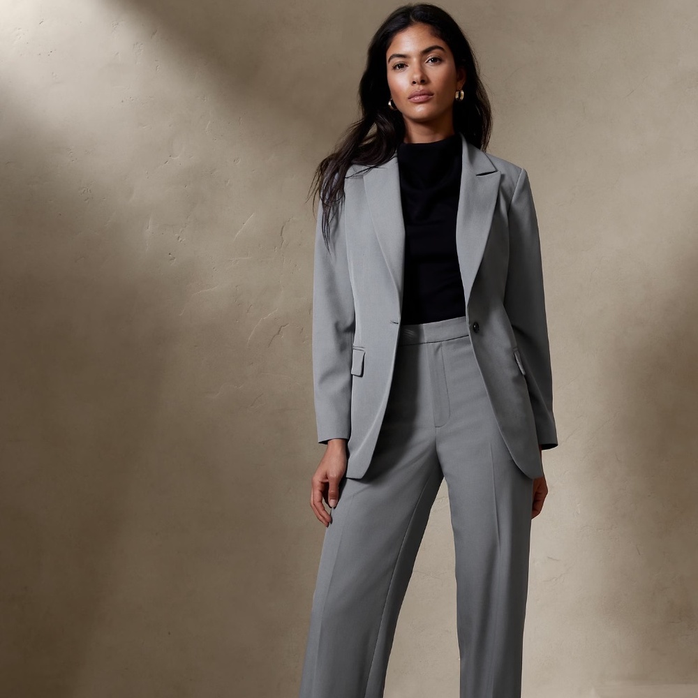 Banana Republic | Sculpted Suit Blazer | 00 Petite | Light Heather Gray